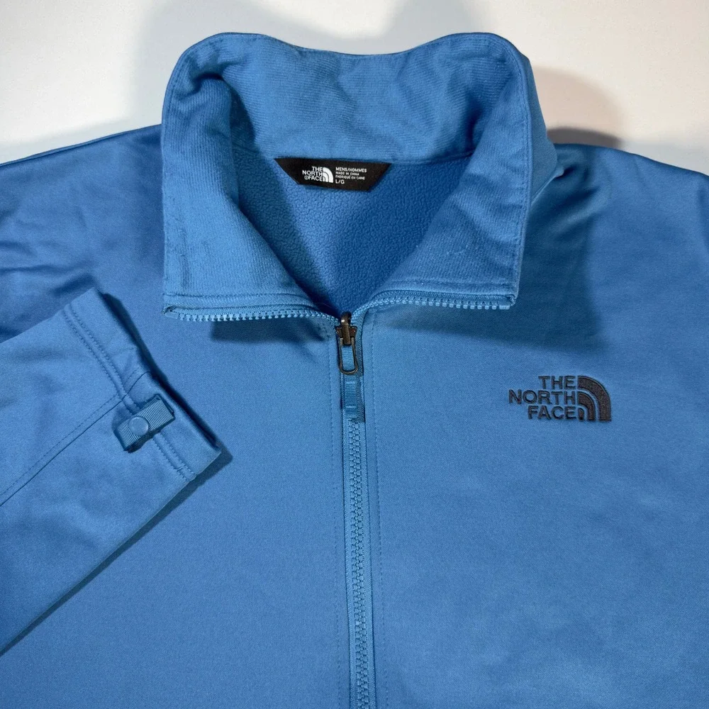 The North Face Full Zip Jacket Mens Large Blue Excellent Fleece Softshell